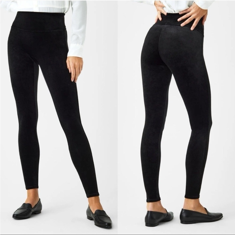 NWT SPANX Black Velvet Velour Leggings Size Small